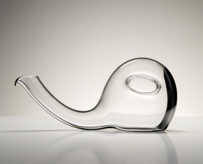 RIEDEL Escargot Decanter — compact double-decanting crystal with black stripe — view 2