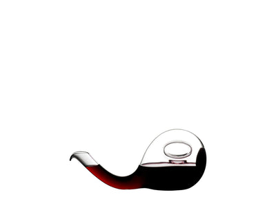 RIEDEL Escargot Decanter — compact double-decanting crystal with black stripe