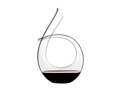 RIEDEL Black Tie Decanter — free-blown crystal with black tuxedo stripe