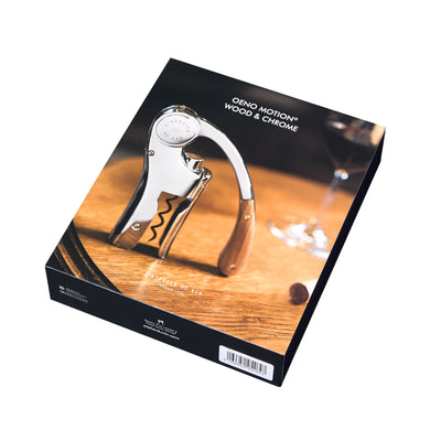 Oeno Motion Plata y Madera – Sacacorchos de Palanca con Mango de Nogal