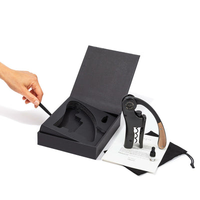 Oeno Motion Madera y Negro – Sacacorchos de Palanca con Mango de Nogal