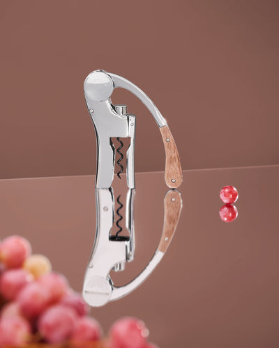 Oeno Motion Plata y Madera – Sacacorchos de Palanca con Mango de Nogal