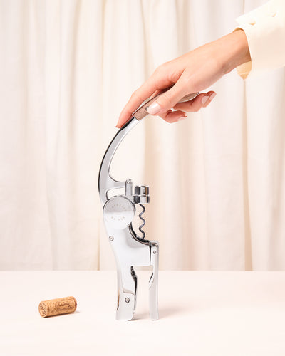 Oeno Motion Plata y Madera – Sacacorchos de Palanca con Mango de Nogal