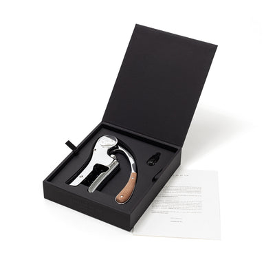 Oeno Motion Plata y Madera – Sacacorchos de Palanca con Mango de Nogal