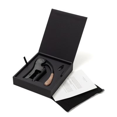 Oeno Motion Madera y Negro – Sacacorchos de Palanca con Mango de Nogal