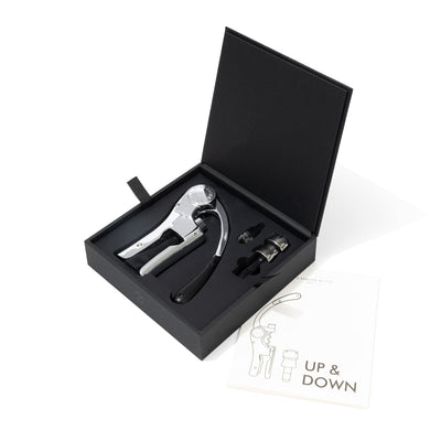 Up & Down – Conjunto Presente de Saca-Rolhas Alavanca e Tampa para Champagne
