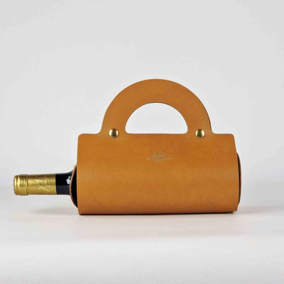 Suitcase Bottle Holder — single-bottle leather carrier by La Vie du Château