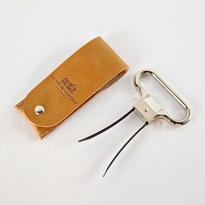 Bimetal Corkscrew — twin-blade corkscrew with leather case by La Vie du Château