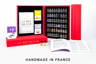 Detail of Le Nez du Vin aroma vials — professional sommelier wine training kit